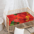 Red Alstroemeria Print Baby Crib Sheet
