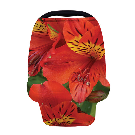 Red Alstroemeria Print Baby Seat Cover