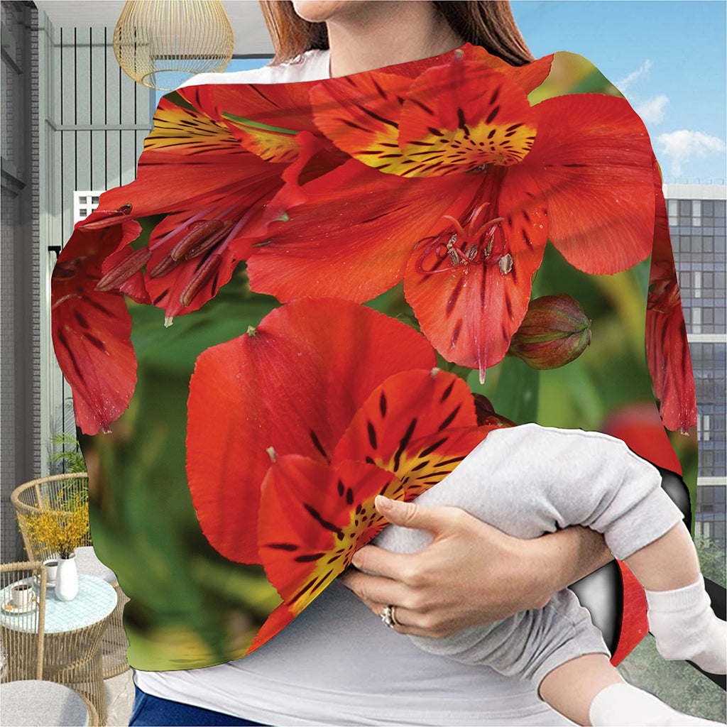 Red Alstroemeria Print Baby Seat Cover
