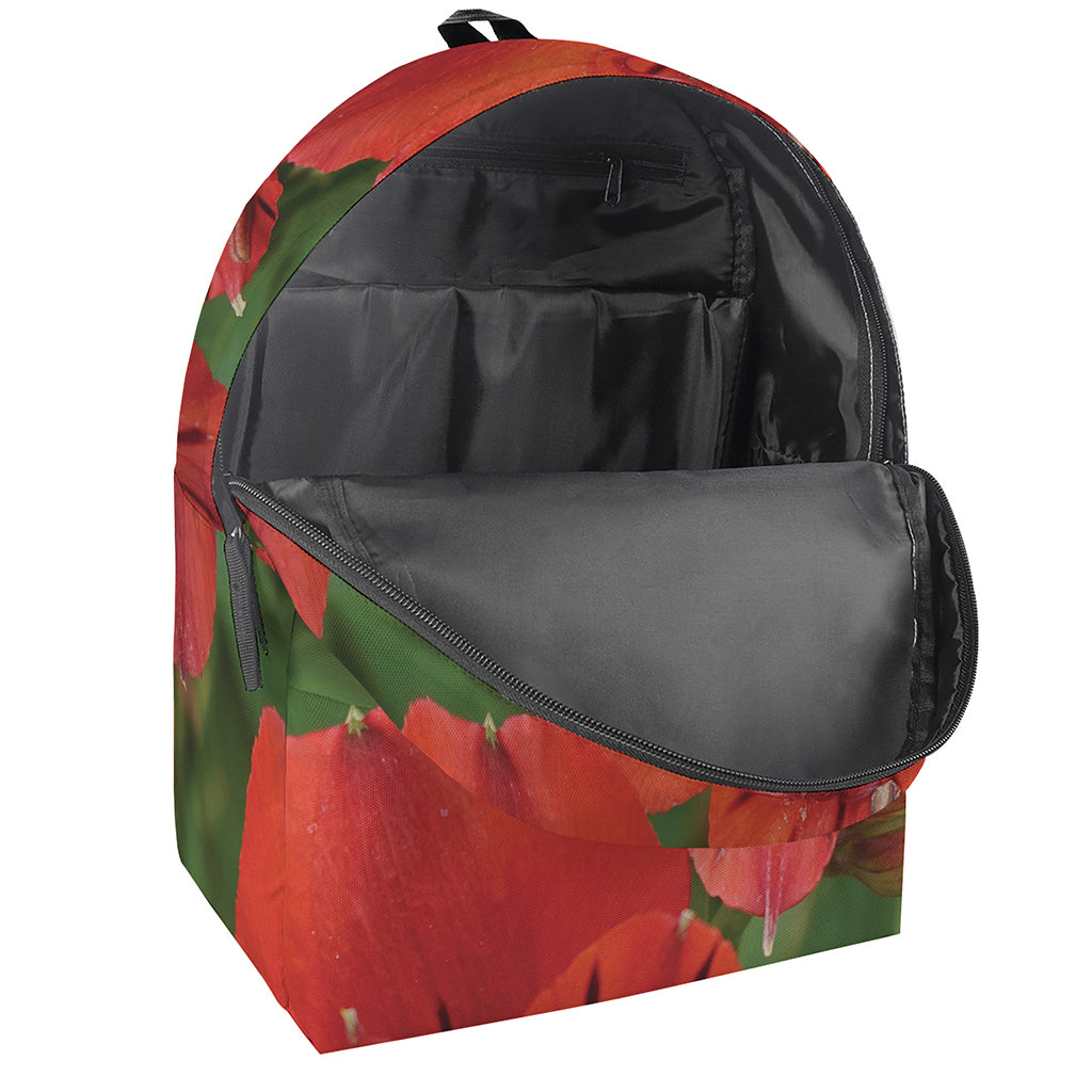 Red Alstroemeria Print Backpack