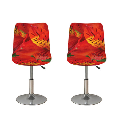 Red Alstroemeria Print Bar Stool Covers