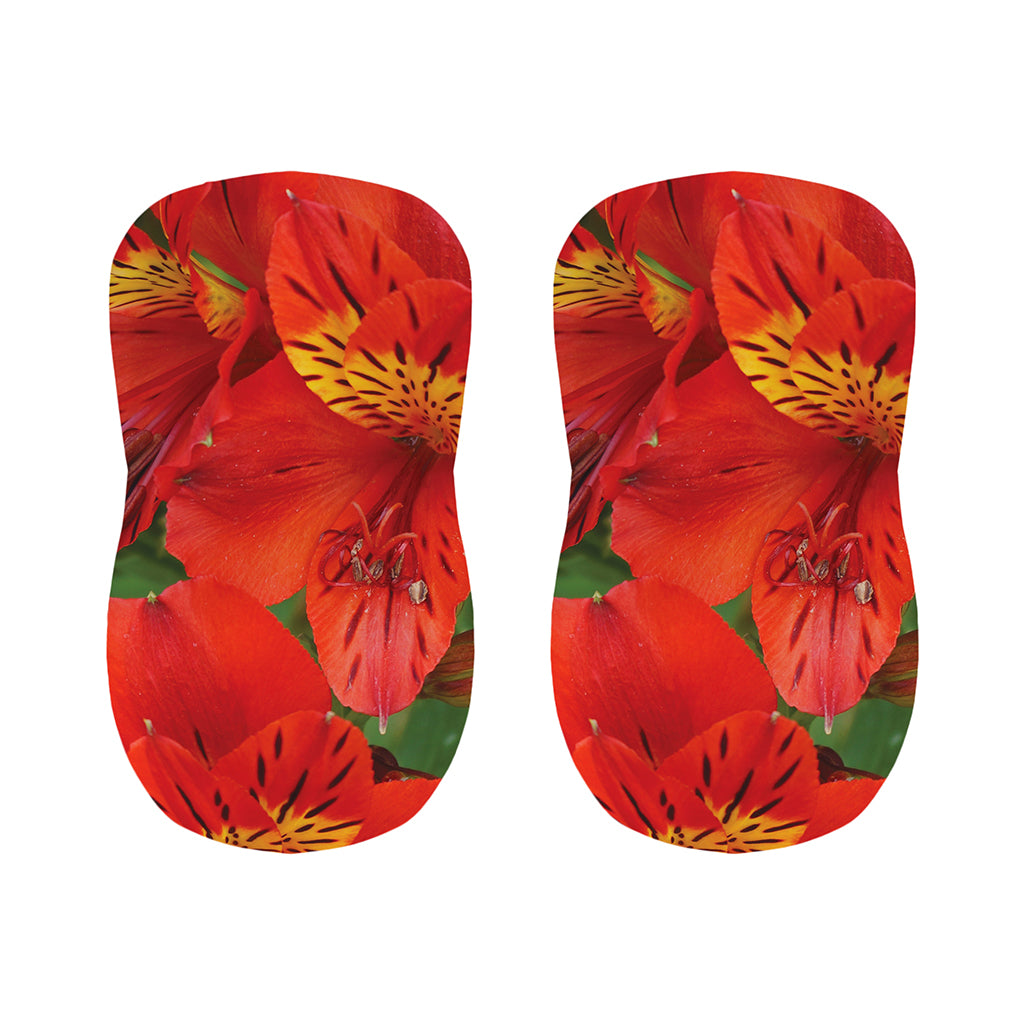 Red Alstroemeria Print Bar Stool Covers