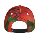 Red Alstroemeria Print Baseball Cap