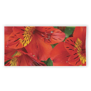 Red Alstroemeria Print Beach Towel