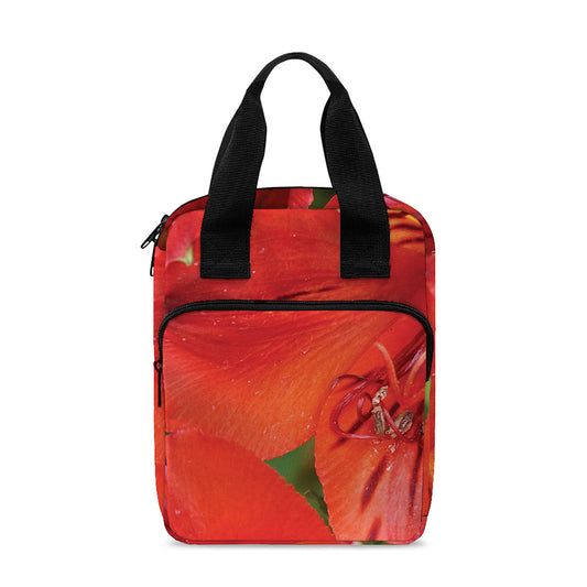 Red Alstroemeria Print Bible Tote Bag