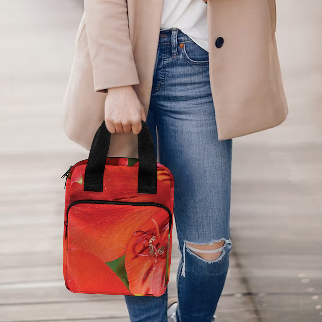 Red Alstroemeria Print Bible Tote Bag