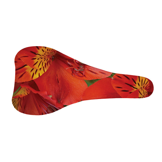 Red Alstroemeria Print Bicycle Seat Cover