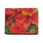 Red Alstroemeria Print Bifold Wallet