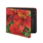 Red Alstroemeria Print Bifold Wallet