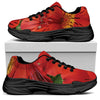 Red Alstroemeria Print Black Chunky Shoes