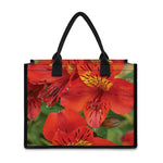 Red Alstroemeria Print Canvas Tote Bag
