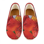 Red Alstroemeria Print Casual Shoes