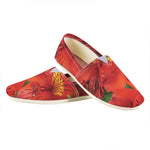 Red Alstroemeria Print Casual Shoes