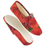 Red Alstroemeria Print Casual Shoes