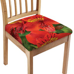 Red Alstroemeria Print Chair Cushion Cover