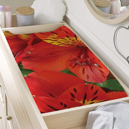 Red Alstroemeria Print Changing Pad Cover