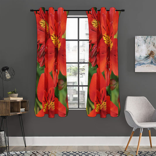 Red Alstroemeria Print Curtain