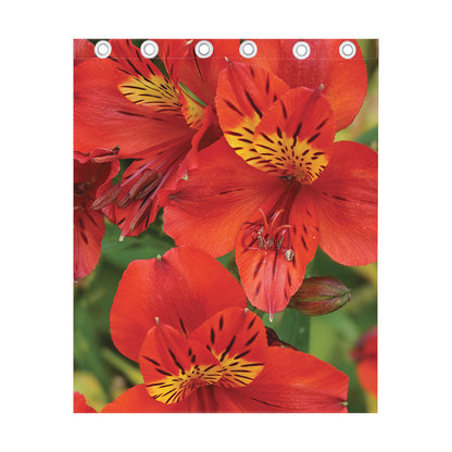 Red Alstroemeria Print Curtain