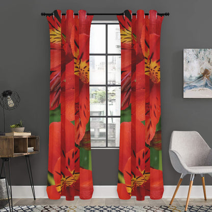 Red Alstroemeria Print Curtain