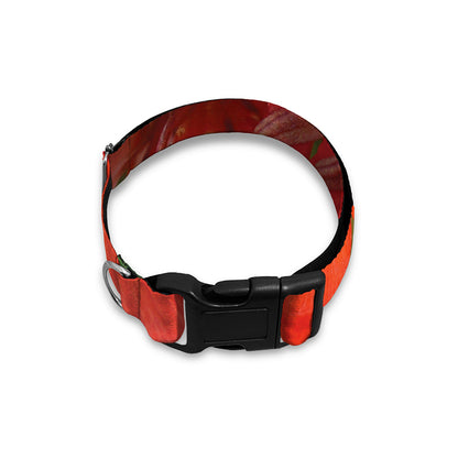 Red Alstroemeria Print Dog Collar