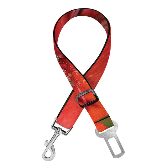 Red Alstroemeria Print Dog Seat Belt