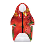 Red Alstroemeria Print Dog Zip Up Hoodie