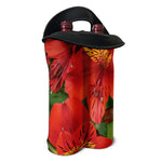 Red Alstroemeria Print Double Neoprene Wine Tote