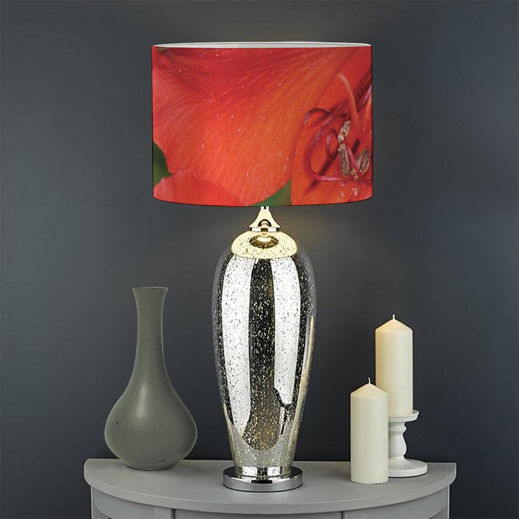 Red Alstroemeria Print Drum Lamp Shade