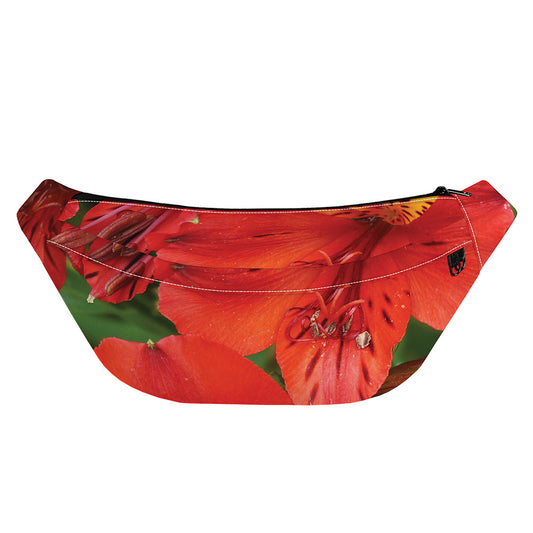 Red Alstroemeria Print Fanny Pack