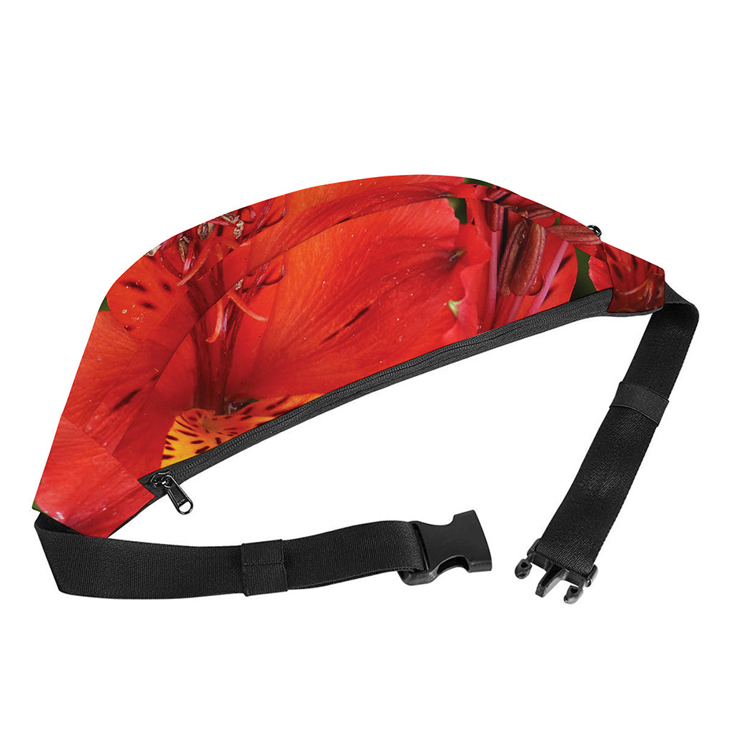 Red Alstroemeria Print Fanny Pack
