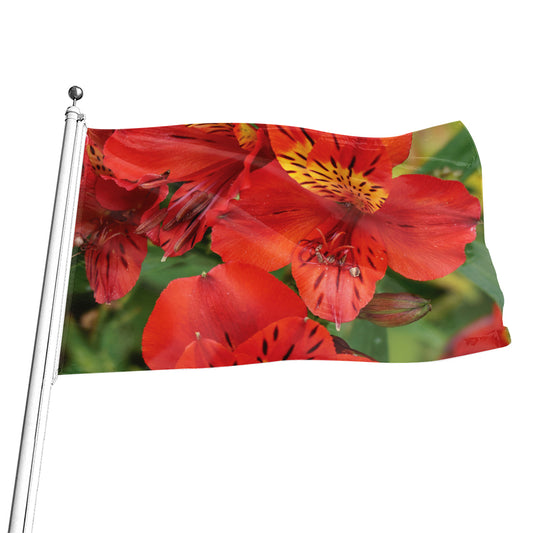 Red Alstroemeria Print Flag