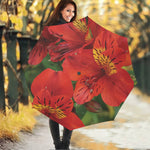 Red Alstroemeria Print Foldable Umbrella