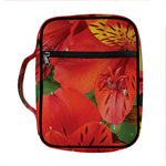 Red Alstroemeria Print Front Pocket Bible Bag