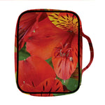 Red Alstroemeria Print Front Pocket Bible Bag