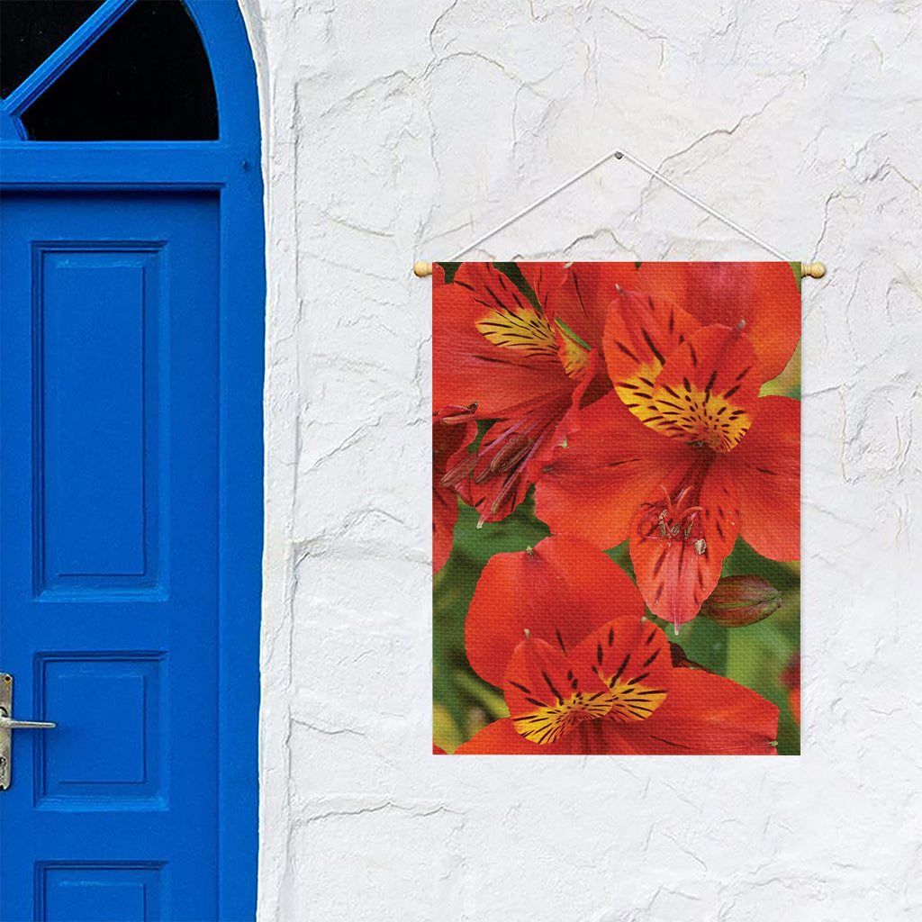 Red Alstroemeria Print Garden Flag