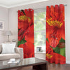 Red Alstroemeria Print Grommet Curtains