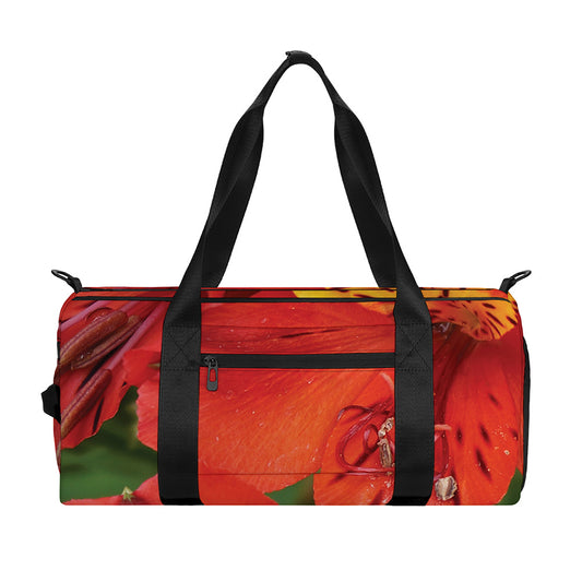 Red Alstroemeria Print Gym Bag