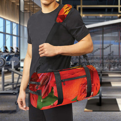 Red Alstroemeria Print Gym Bag