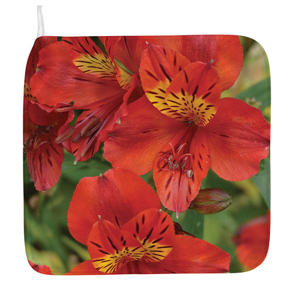 Red Alstroemeria Print Hand Towel