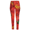 Red Alstroemeria Print High-Waisted Pocket Leggings