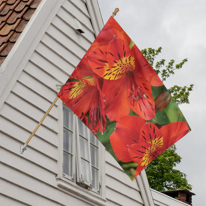 Red Alstroemeria Print House Flag