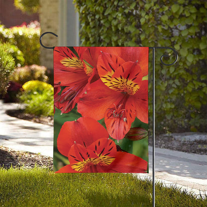 Red Alstroemeria Print House Flag