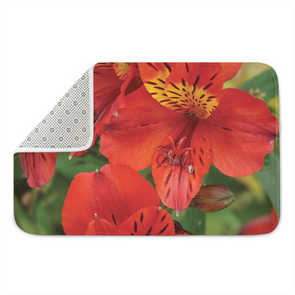 Red Alstroemeria Print Indoor Door Mat