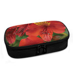Red Alstroemeria Print Insulin Cooler Travel Case