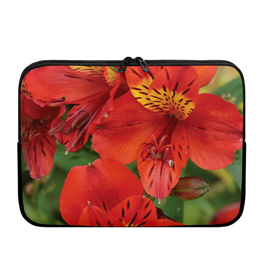 Red Alstroemeria Print Laptop Sleeve