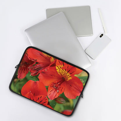 Red Alstroemeria Print Laptop Sleeve