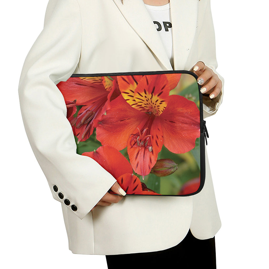 Red Alstroemeria Print Laptop Sleeve