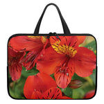 Red Alstroemeria Print Laptop Sleeve With Handle