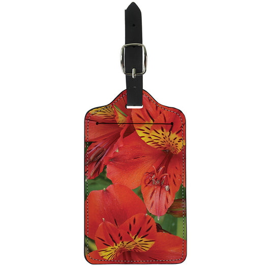 Red Alstroemeria Print Luggage Tag