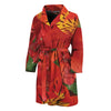 Red Alstroemeria Print Men's Bathrobe